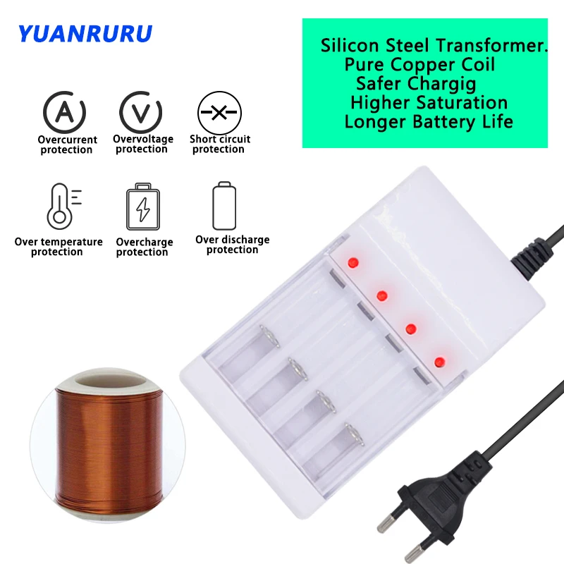 Cargador de batería Cargador USB Batería Cargador de batería multiranura AA/AAA Ni-MH/Ni-Cd Baterías recargables Enchufe de EE. UU./UE - imagen 5