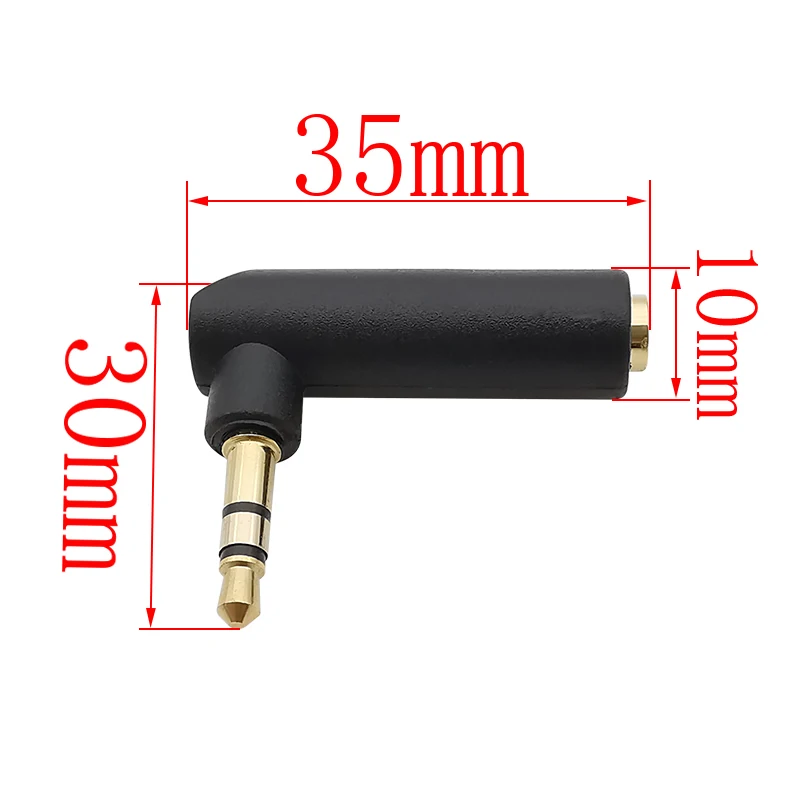 1 Uds conector chapado en oro 3,5 Jack ángulo recto hembra a 3,5mm 3 polos macho Audio estéreo enchufe conector adaptador en forma de L - imagen 5