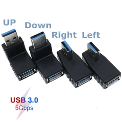 Adaptador USB 3.0 Tipo A Macho Hembra Ángulo Recto Alta Velocidad