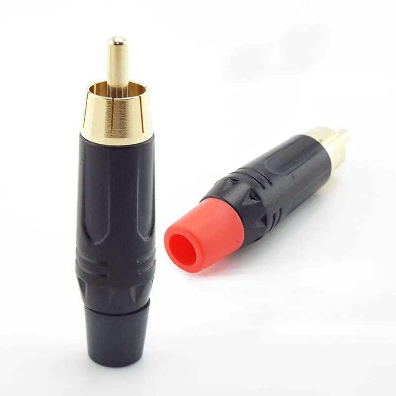 Conector macho RCA, adaptador de Audio chapado en oro, enchufe de altavoz Pigtail para Cable de Audio de 6mm, conector RCA chapado en oro con cubierta - imagen 2