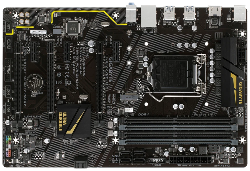 GIGABYTE GA Z270P-D3 Carte Mère DDR4 LGA 1151 DDR4 Pour Intel Z270 64 Go USB3.1 HDMI Bureau Carte Mère - imagen 3