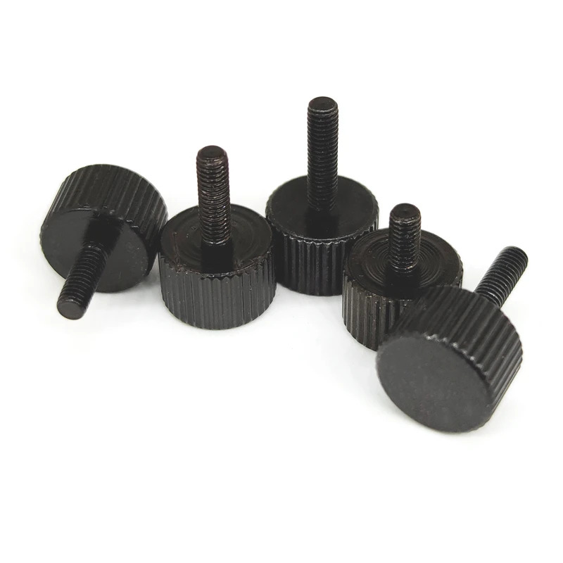 Tornillo de pulgar sin punta M3, acero al carbono, moleteado de cabeza plana, tornillo de pulgar moleteado, apriete a mano, tornillos de ordenador, 5 uds. - imagen 2