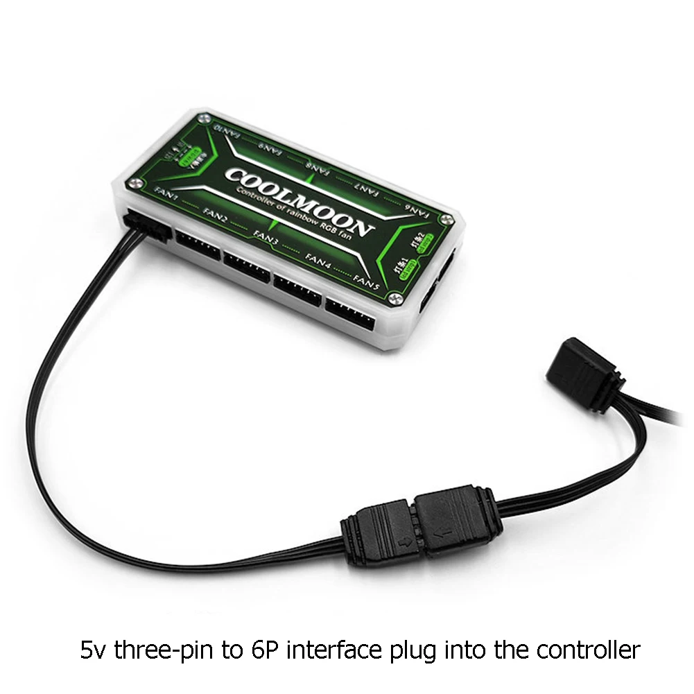 Coolmoon-Cable adaptador de controlador de ventilador, convertidor ARGB pequeño de 4 pines/6 pines, 5V, 3 pines - imagen 2