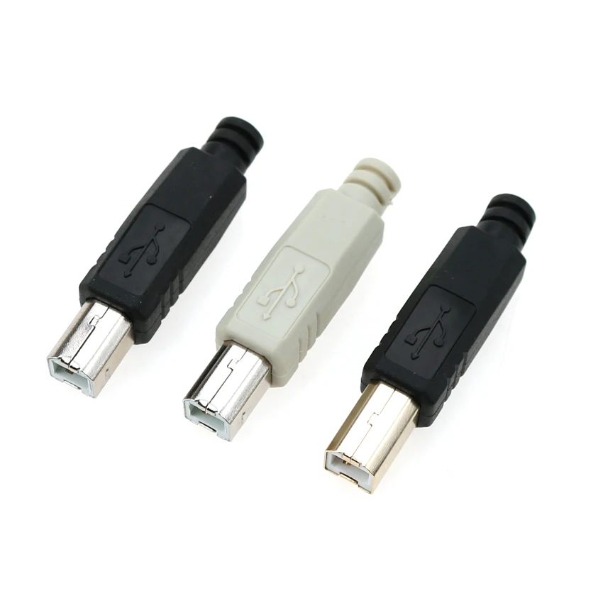 Conector USB 2,0 tipo B macho, conector USB de Cuatro piezas, bricolaje, impresora de soldadura, carga trasera, Conector de puerto USB