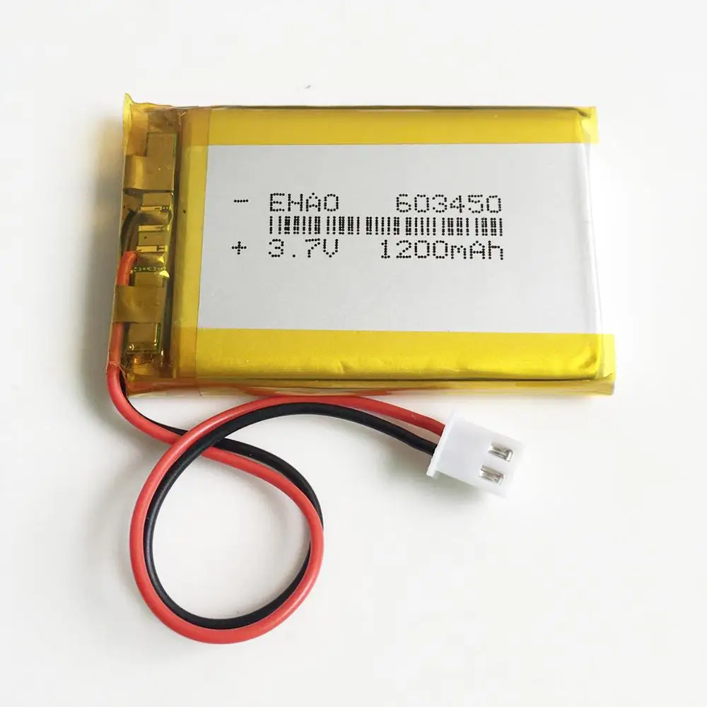 EHAO 603450 3,7 V 1200mAh batería recargable LiPo de polímero de litio + conector JST XH de 2,54mm de 2 pines para GPS DVD grabadora de libros electrónicos - imagen 5