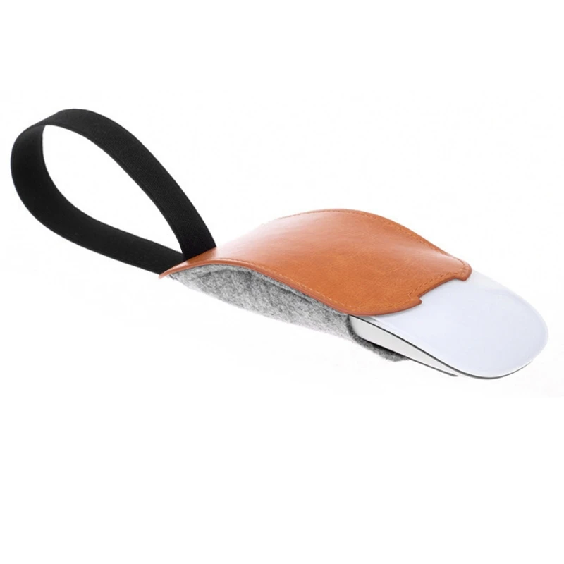 Bolsa de ratón de fieltro de cuero PU naranja, bolsa de viaje para estuche, funda antipolvo, bolsa de almacenamiento para ratones para Apple Magic Mouse 2 Kit - imagen 4