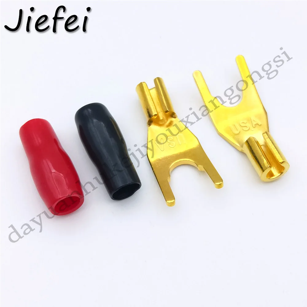 Conectores banana chapados en oro sin soldadura, horquilla, altavoz, adaptador de enchufe Banana, 20-200 Uds. - imagen 4