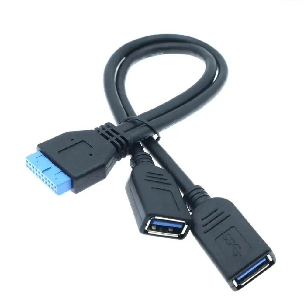 Placa base USB 3,0 de 20 pines, Cable macho a Dual USB 3,0 hembra para PC, carcasa de ordenador, 2 puertos USB3.0 a placa base, adaptador de cabezal de 20 pines - imagen 4