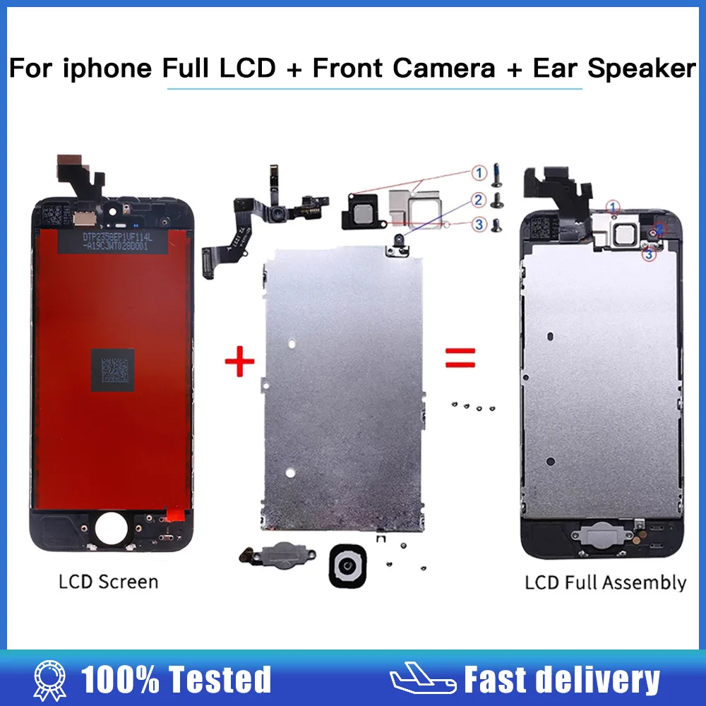 AAA +++ LCD montaje completo para iPhone 5 SE 5C 6 6P 6S 6S plus 7plus 8 plus para iPhone 7 pantalla completa + cámara frontal + altavoz de oreja - imagen 2