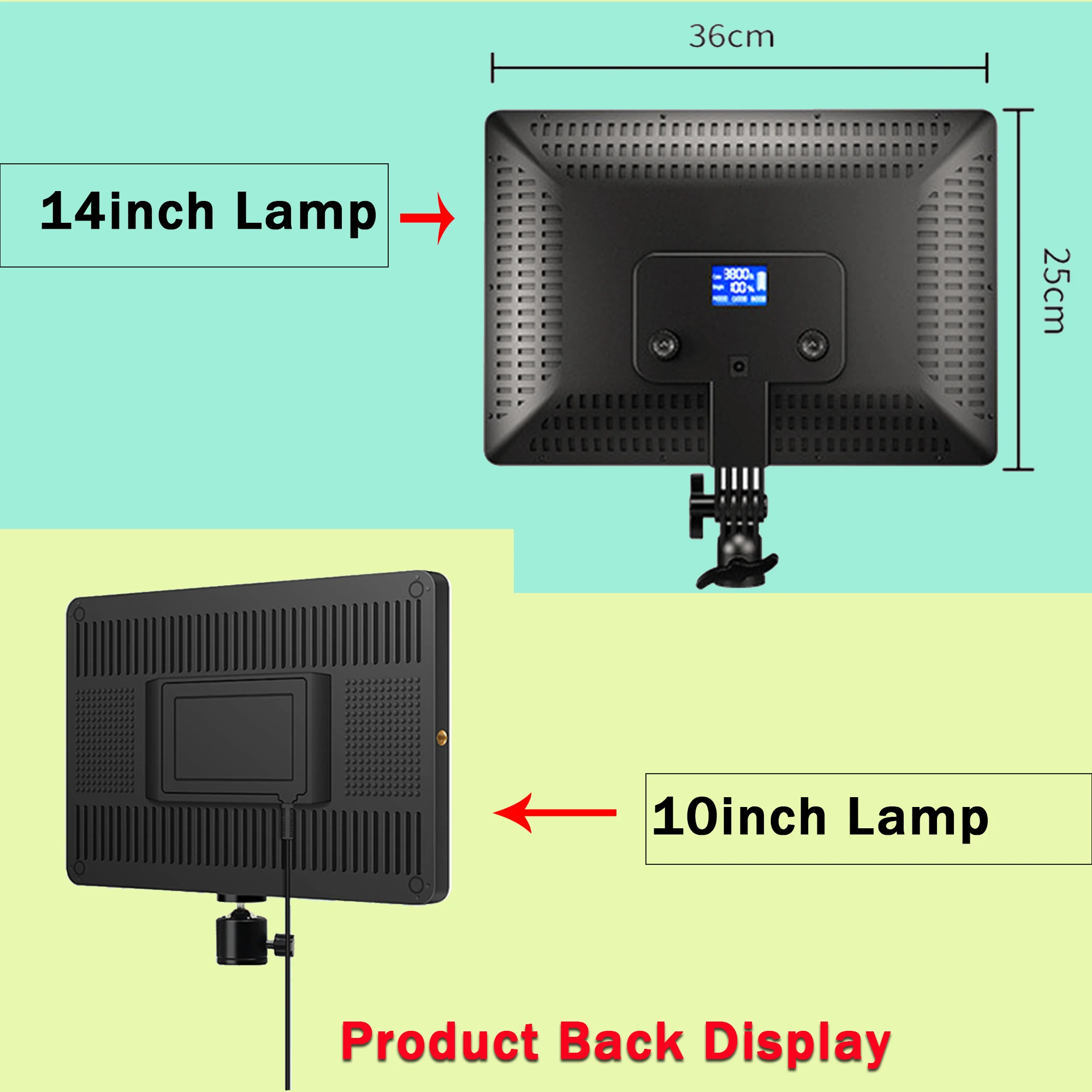 Panel de luz LED para vídeo de 14 pulgadas y 10 pulgadas, Control remoto con Clip para teléfono, enchufe europeo 2700K-5700K, iluminación de estudio de fotografía para Youtube - imagen 5