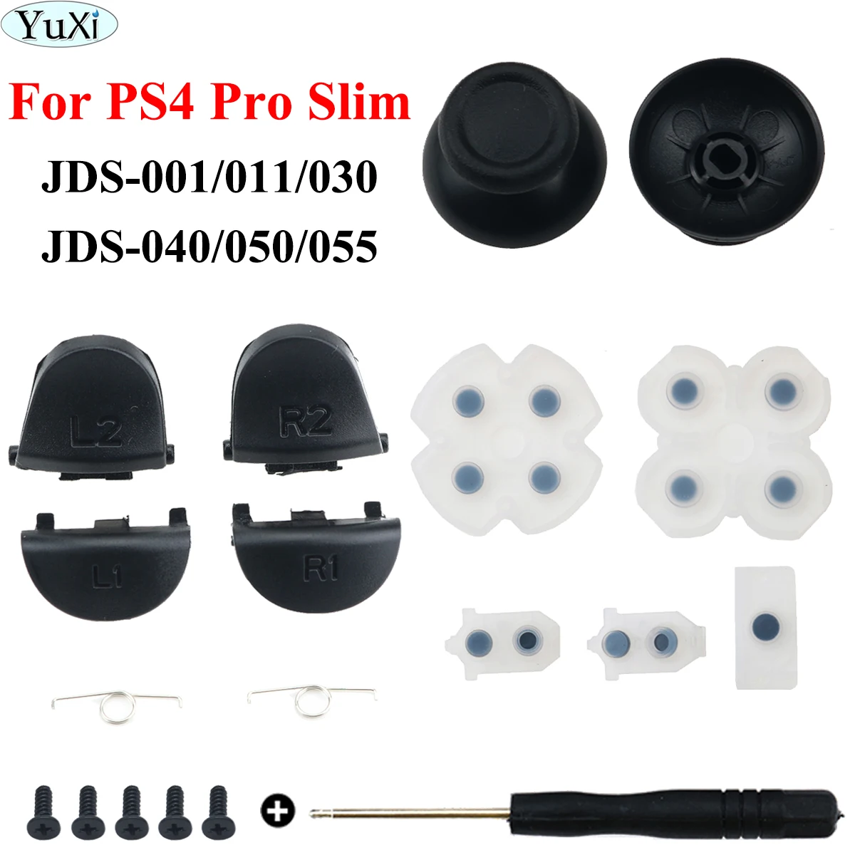 YuXi-Botones de disparo para PlayStation4 PS4 Pro Slim, controlador analógico, tapas de palo, JDS, JDM, 055, 050, 040, 030, 011, R2, L1, R1