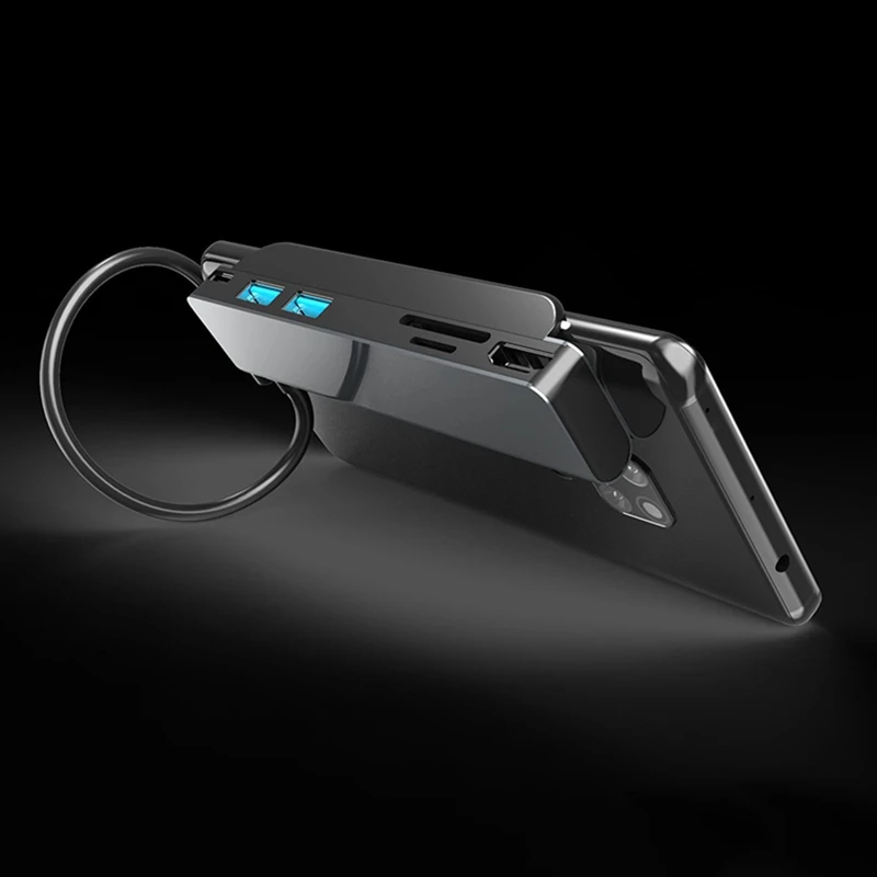Concentrador de red USB tipo C 6 en 1, soporte de Clip trasero, estación de acoplamiento portátil, 4K, HDMI, USB 3,0, lector de tarjetas SD/TF para ordenador portátil y teléfono móvil - imagen 5