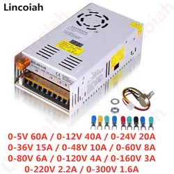Fuente Conmutada SMPS 12V/24V/48V Ajustable 480W con Display