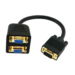 Adaptador de cable de extensión divisor HD VGA macho a 2 VGA 15 hembra de 0,3 m 30 cm