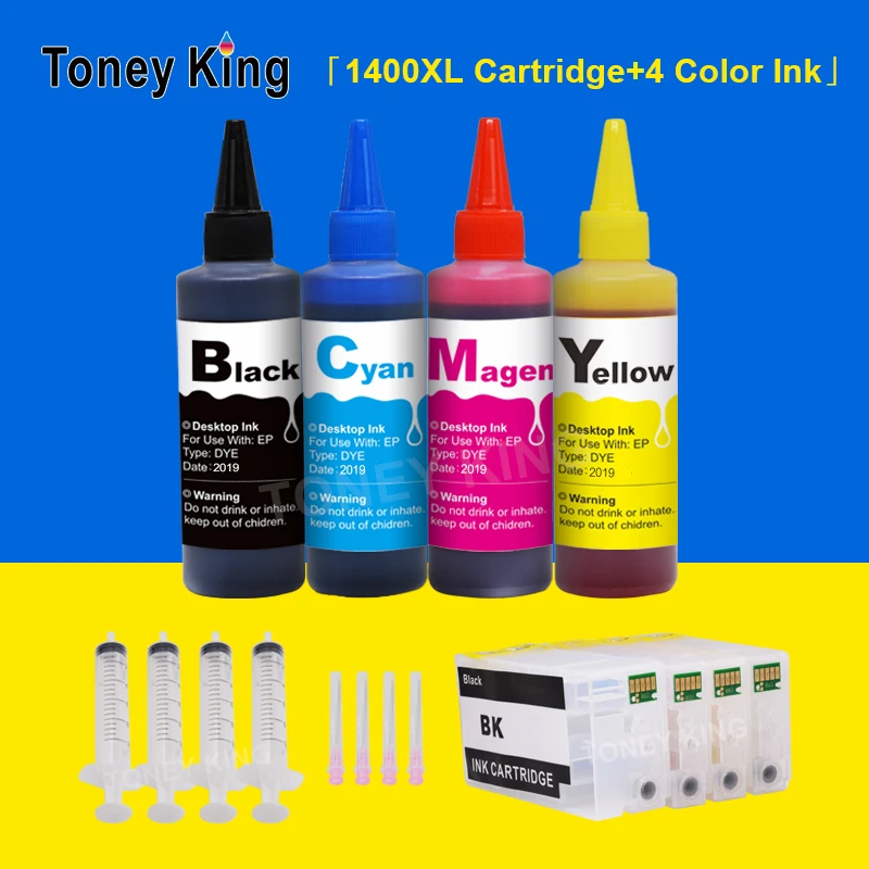 Toney-cartucho de tinta recargable King PGI-1400, 4 botellas de tinta de tinte para impresora Canon MAXIFY MB2040 MB2140 MB2340 MB2740, PGI1400