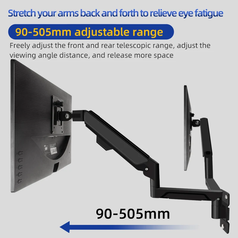 HILLPORT 10"-32" Soporte Monitor Wall Mount Screen Aluminum PC Good Gas Spring Air Press Arm Stand TV Wall Bracket Holder W3 - imagen 5