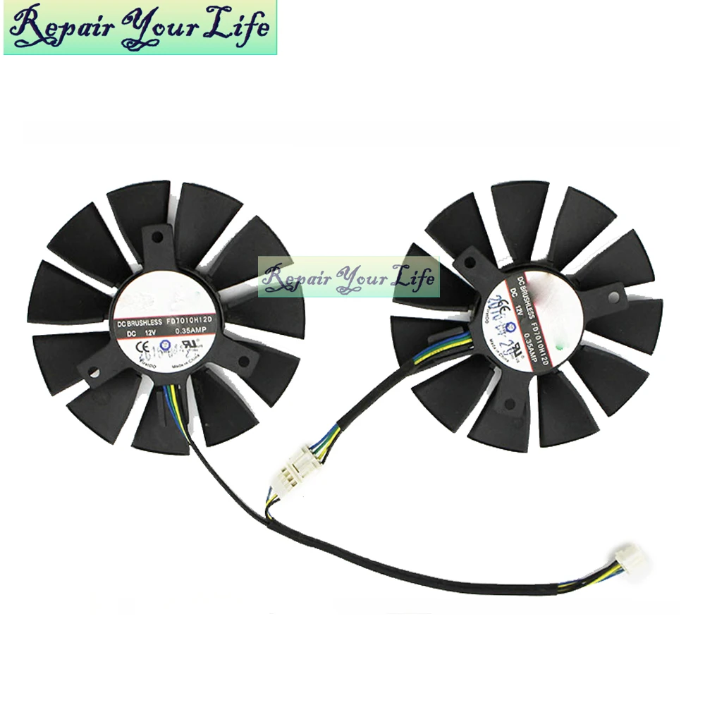 Ventilador de tarjeta gráfica GTX750, refrigerador de 75mm para ASUS STRIX GTX960 GTX950 GTX750Ti R9 370 T128010BH FD7010H12S, 4 pines, nuevo - imagen 2