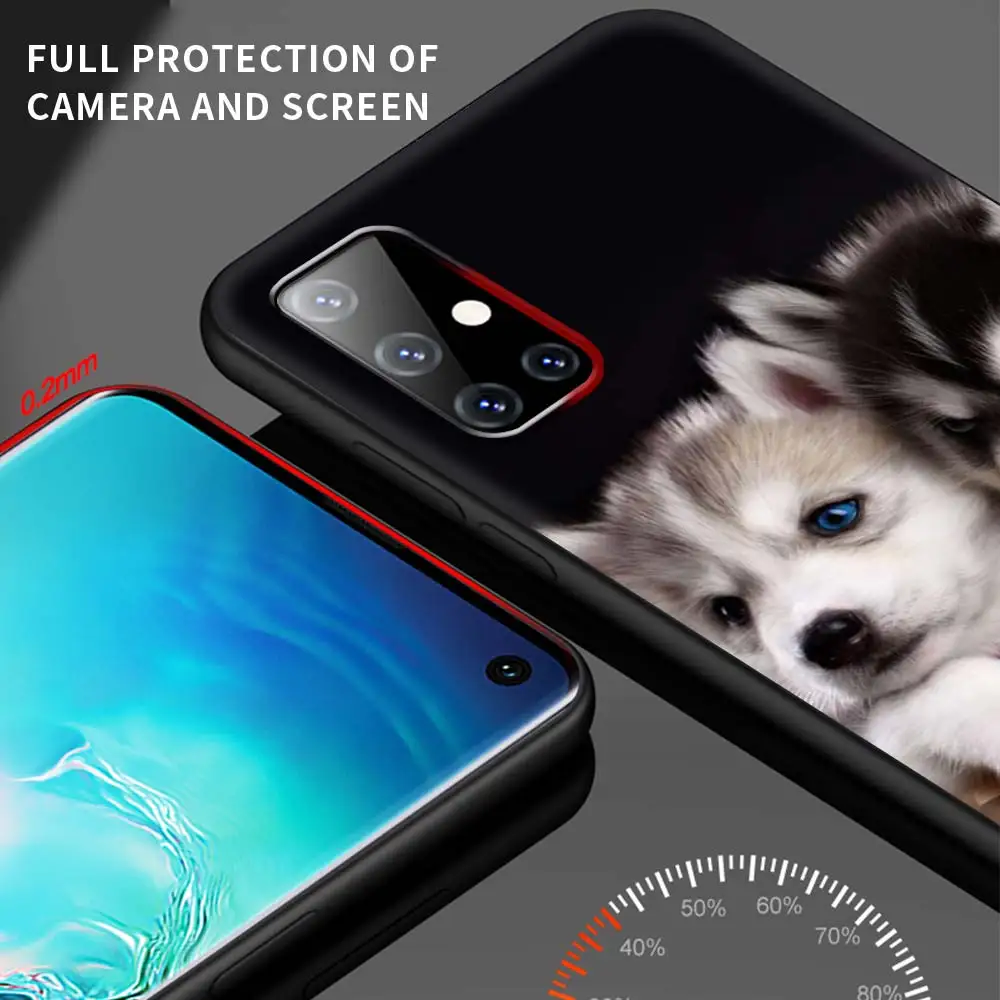 Funda de teléfono Alaskan Husky Dog para Samsung Galaxy A51, A71, A21S, A03s, A13, A33, A53, A11, A31, A52, A41, A32, 5G, A01, color negro - imagen 3