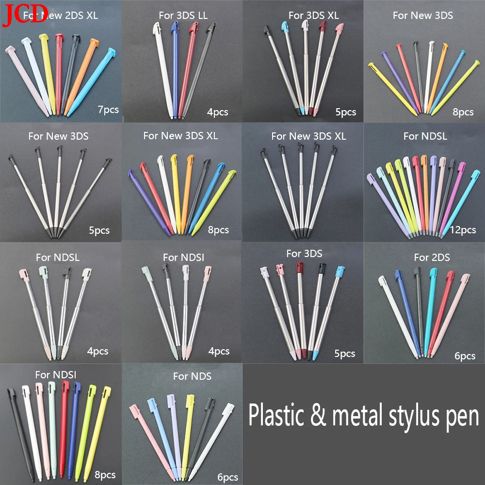 JCD lápiz óptico telescópico de Metal lápiz de pantalla táctil de plástico para NDSL NDSi WIIU 2DS 3DS XL LL nuevo 3DSXL 3DSLL 2DSLL 2DSXL - imagen 3