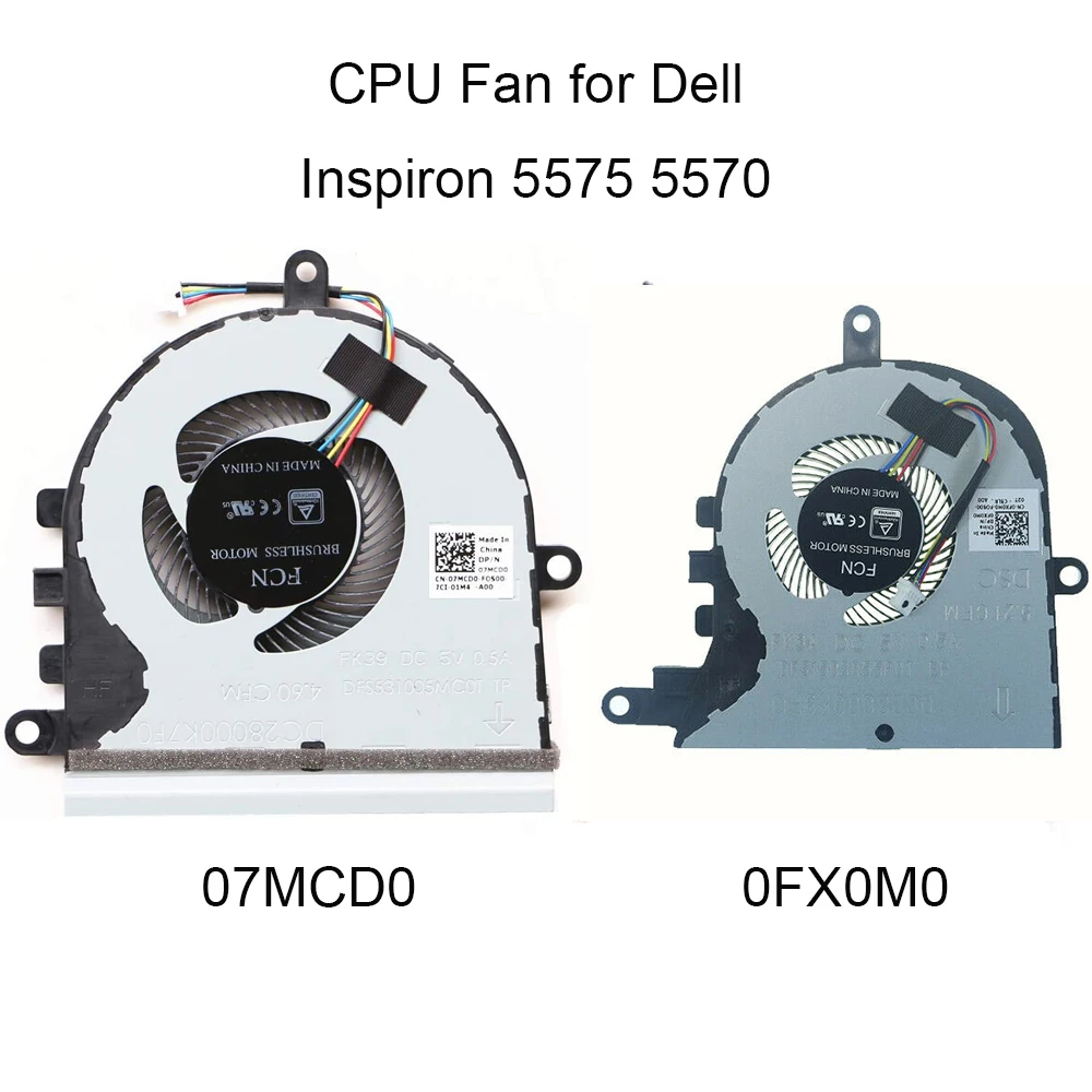 Ventiladores de ordenador 0FX0M0 para Dell Inspiron 15 5570 5575 CPU, ventilador de refrigeración 07MCD0 7MCD0 P75F CN-0FX0M0 FX0M0 PXPA DFS531005MC0T - imagen 2
