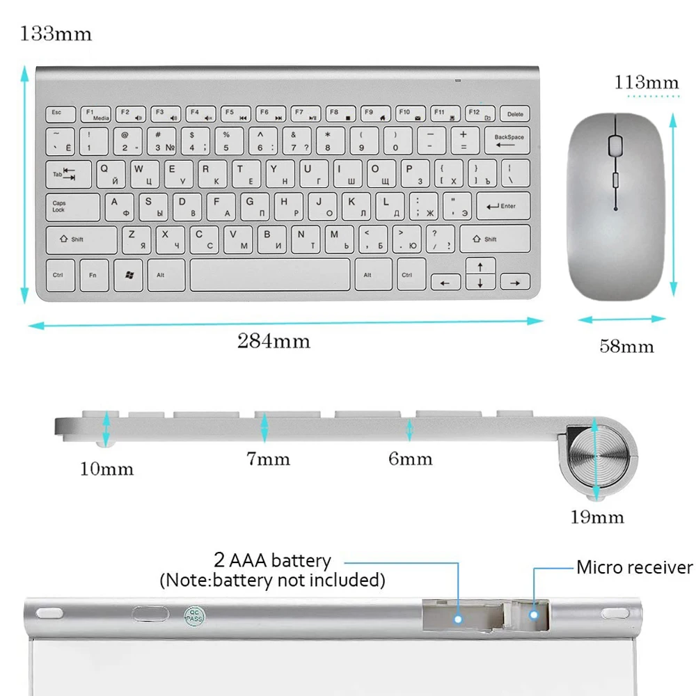 Teclado inalámbrico con diseño ruso, combo de ratón, teclado y ratón inalámbricos portátiles Multimedia 2,4G para Windows, portátil y de escritorio - imagen 2
