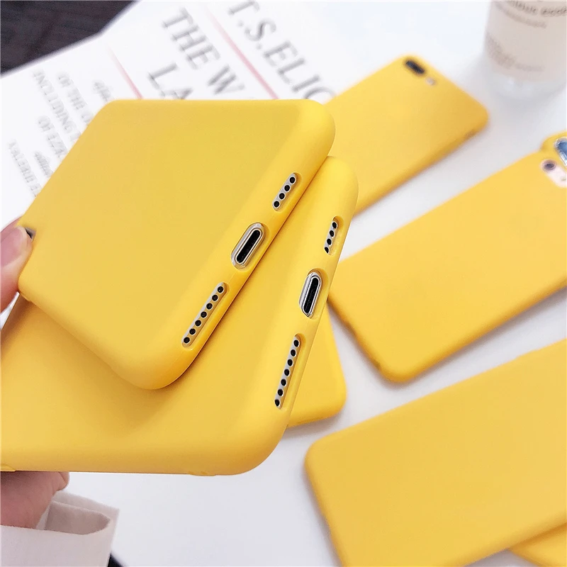 Funda de teléfono Mate amarilla para Huawei P40, P30, P20, P10, P9, P8, Mate 30, 20, 10 Lite Pro, funda de silicona suave de Color sólido - imagen 5
