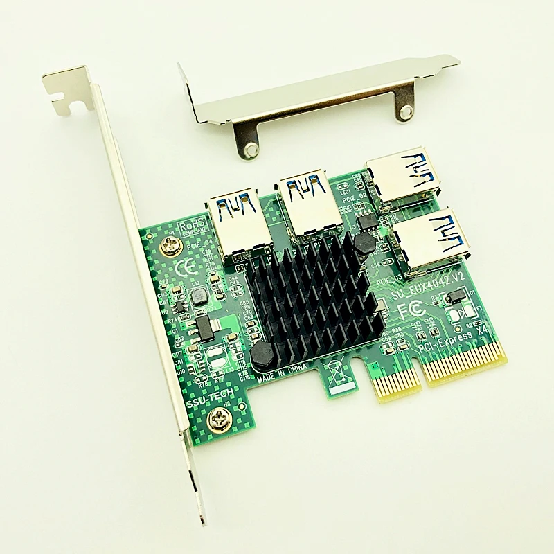 PCI Express-Tarjeta elevadora de 1 a 4 16X PCIe, PCI-E 4X a 4, adaptador USB 3,0, tarjeta multiplicadora de puerto para minería de Bitcoin BTC, nuevo - imagen 2