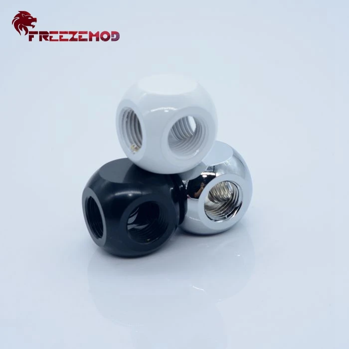 FREEZEMOD-Adaptador de 3 vías para sistema de refrigeración por agua de ordenador, Cubo de latón negro de HDTD-3STB G1/4 pulgadas, accesorio para enfriador de agua de pc - imagen 2