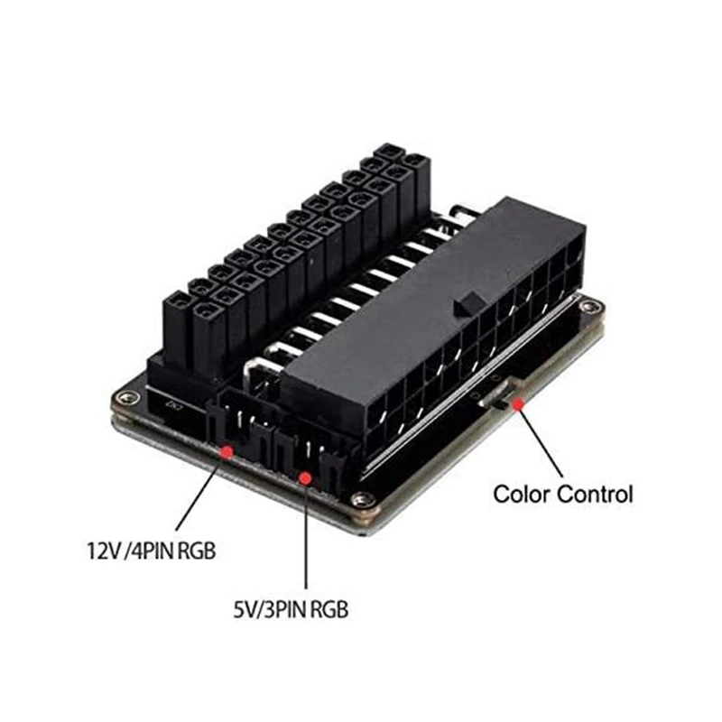 RGB LED ATX 24 pines macho a hembra adaptador de corriente de 90 grados para suministro de placa base de PC de escritorio - imagen 4