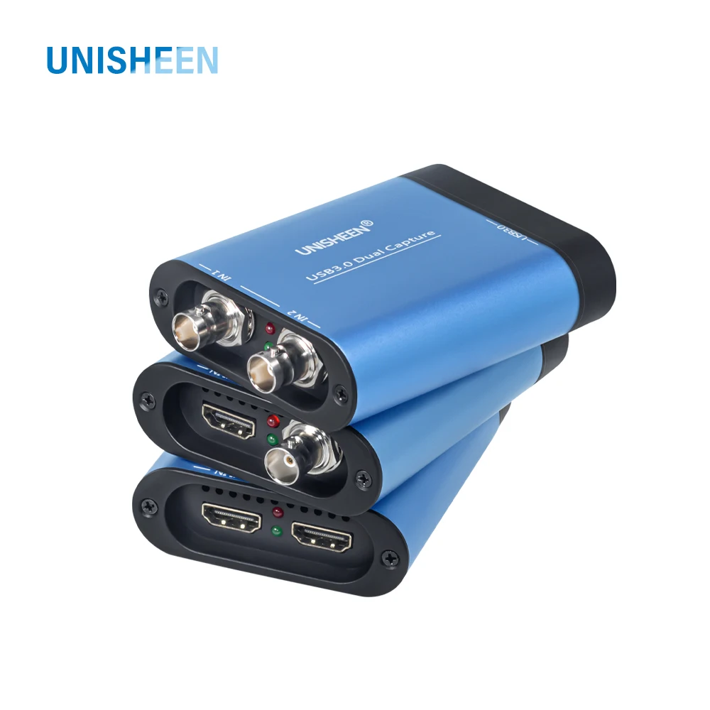 UNISHEEN 2 canales SDI HDMI caja de tarjeta de captura de vídeo USB3.0 60FPS FPGA Grabber Dongle equipo de transmisión de juegos 1080P OBS vMix VJ - imagen 4