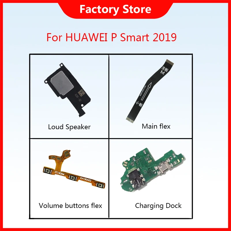 Flex para Huawei P Smart 2019 puerto de carga para P Smart 2019 botones de volumen de energía cable flexible para altavoz P Smart 2019