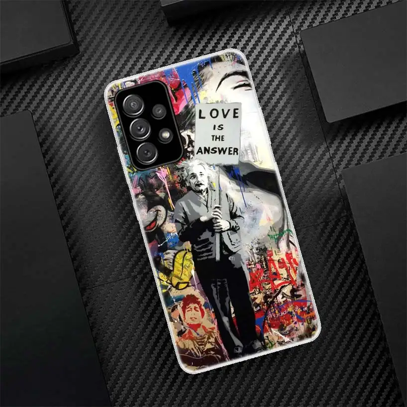Banksy Graffiti Art Silicon Phone Case para Samsung Galaxy A54, A52, A53, A14, A12, A13, A24, A22, A23, A34, A32, A33, A04S, A02S, A03S - imagen 3