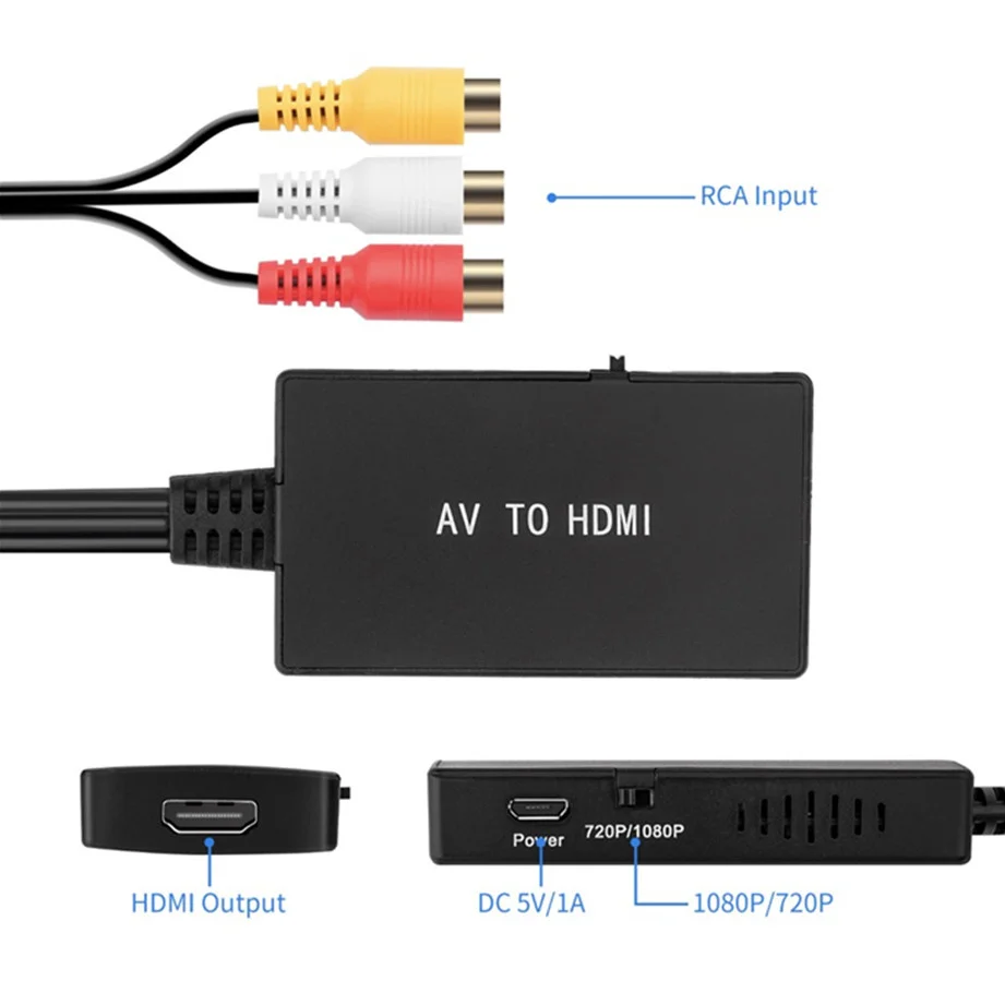 Adaptador RCA a HDMI 1080p - para consolas PS2 PS3 Xbox y VHS - imagen 2