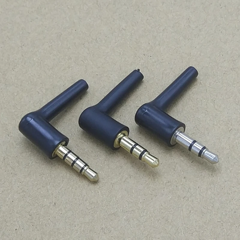 Conector para auriculares estéreo, 10 piezas, 3,5mm, 3, 4 polos, 3,5 niquelado, 90 grados, negro, blanco, adaptador de Audio - imagen 2