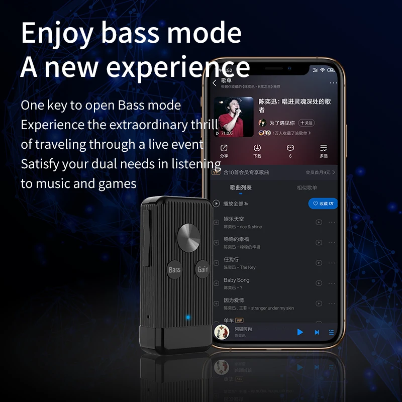 Receptor de Audio con Bluetooth 5,0, adaptador inalámbrico de música estéreo de 3,5mm con conector AUX, compatible con tarjeta TF, interruptor de ganancia de bajos para coche kti - imagen 4