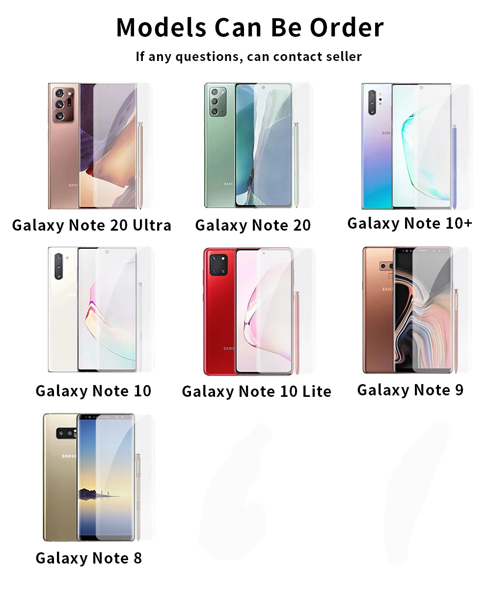 Película de hidrogel para Samsung Galaxy Note 10 Plus, Protector de pantalla de Gel para Galaxy Note 10 Lite, 9, 8, 20, película protectora trasera Ultra - imagen 2