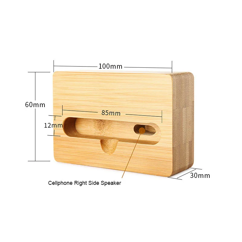 Soporte para teléfono móvil con amplificador de sonido, base de madera de bambú para teléfono inteligente, soportes de bambú Natural para iPhone y Android de 5,5" - imagen 5