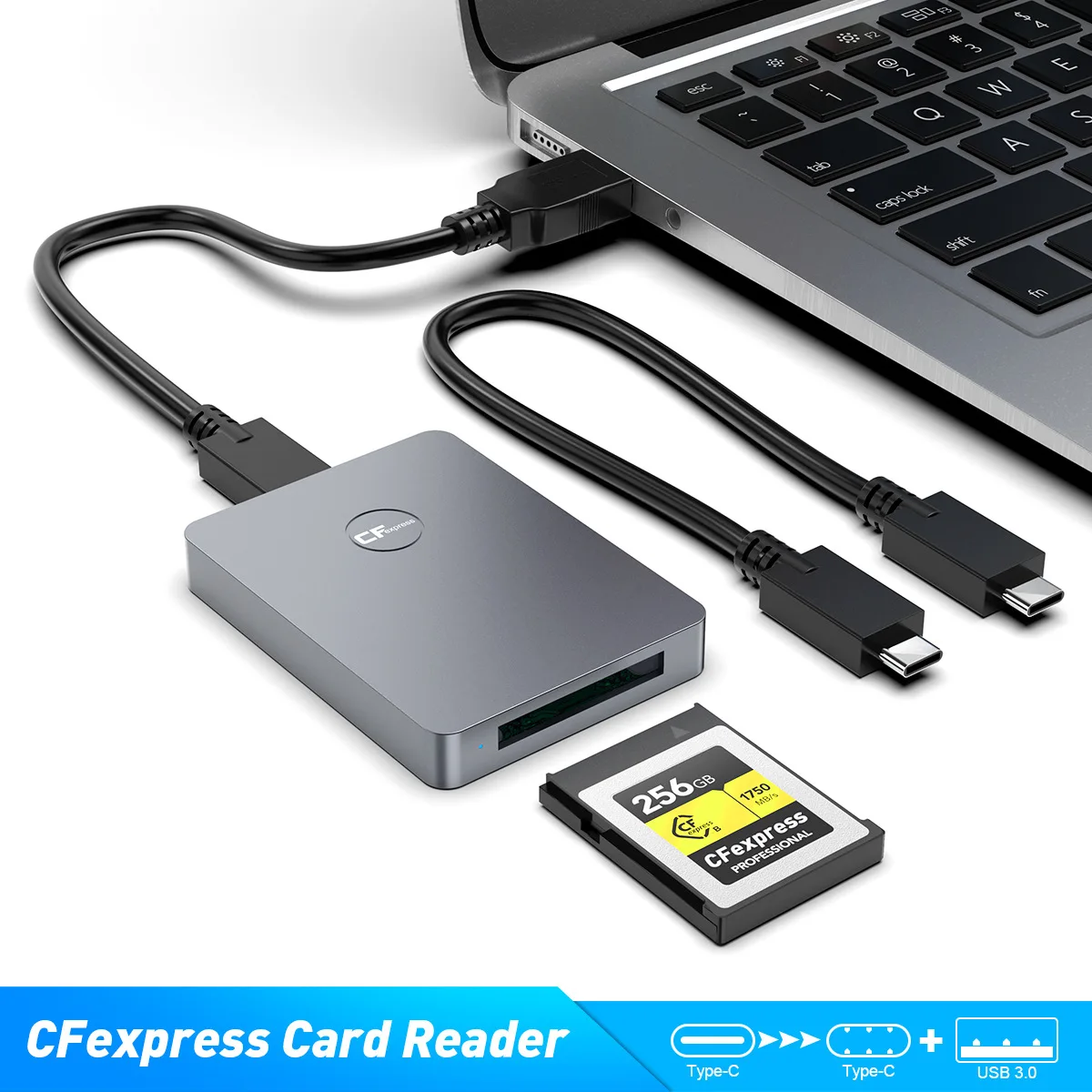 Lector de tarjetas UTHAI C78 CFexpress USB3.1 Gen2 tipo B C adaptador para SLR admite tarjeta de memoria CFE 128G 256G 512G con Cable USB3.0 - imagen 2