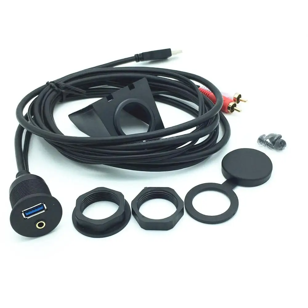 Panel de montaje empotrado para salpicadero de coche, Cable macho a hembra, USB 2,0, USB 3,0, 3,5mm, AUX, RCA - imagen 5