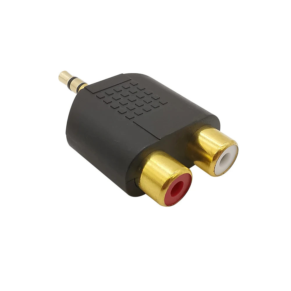 Conectores macho a hembra RCA, divisor estéreo de 3,5mm, adaptador de Cable de Audio M/F, 2/5 piezas, chapado en oro, 3,5mm