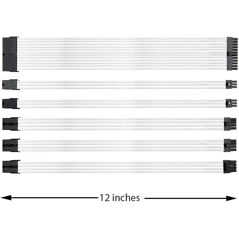 Cable personalizado con mangas, Kit de extensión de Cable trenzado 18AWG ATX EPS PCI-E con peines para unidad de fuente de alimentación GPU de CPU, 30CM, 6 uds. - imagen 3