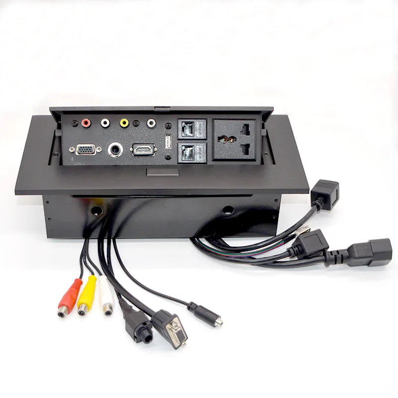 Toma de corriente Multimedia para escritorio, conector con USB de 3,5mm, interfaz AV VGA, caja de cableado libre, enchufe para mesa de conferencia, nueva fuente de alimentación - imagen 3