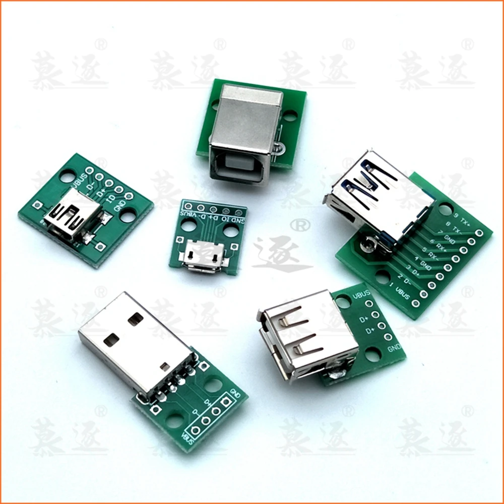 1 Uds Micro Mini USB A Stecker USB 2,0 3,0 EINE Weibliche USB B Stecker interfaz zu 2.54mm DIP PCB Konverter adaptador Breakou - imagen 2