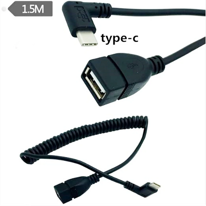 Cable otg de extensión de resorte hembra USB 3,1 tipo C de codo a USB2.0 de 1,5 m para tableta, PC, teléfono móvil, disco U para Huawei y Samsung - imagen 3