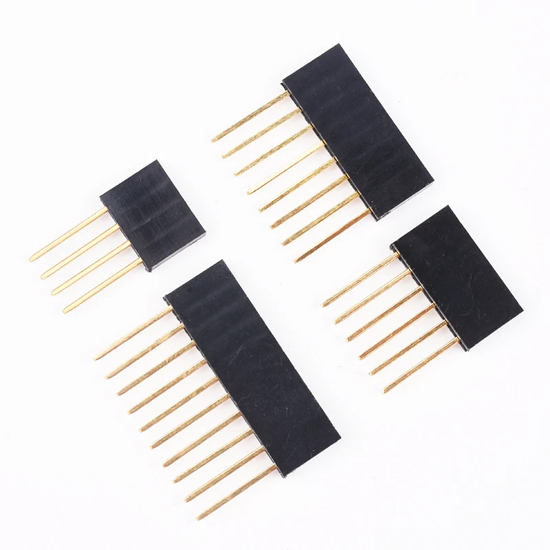 10-100 Uds 1X2/3/4/6/8/10/15 Pin 2,54 MM cabezal femenino de patas largas apilables para Arduino Shield Stlxy - imagen 2