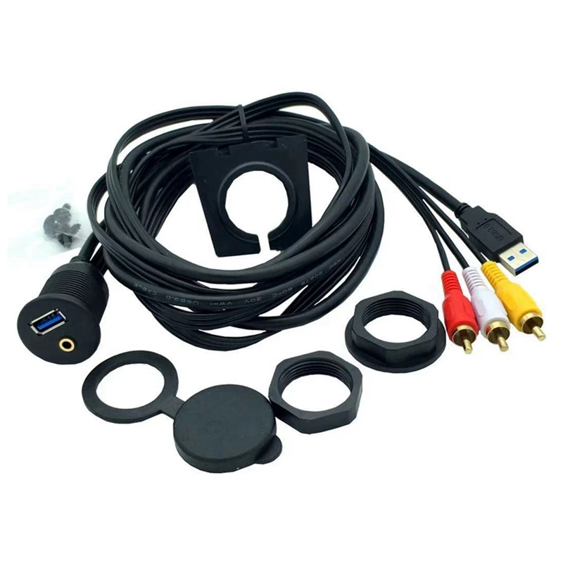 5gbps 1m 2m 3,5mm / 3rca / 2rca USB 3,0 instalación de audio y vídeo integrada cable impermeable para salpicadero de coche y barco - imagen 2