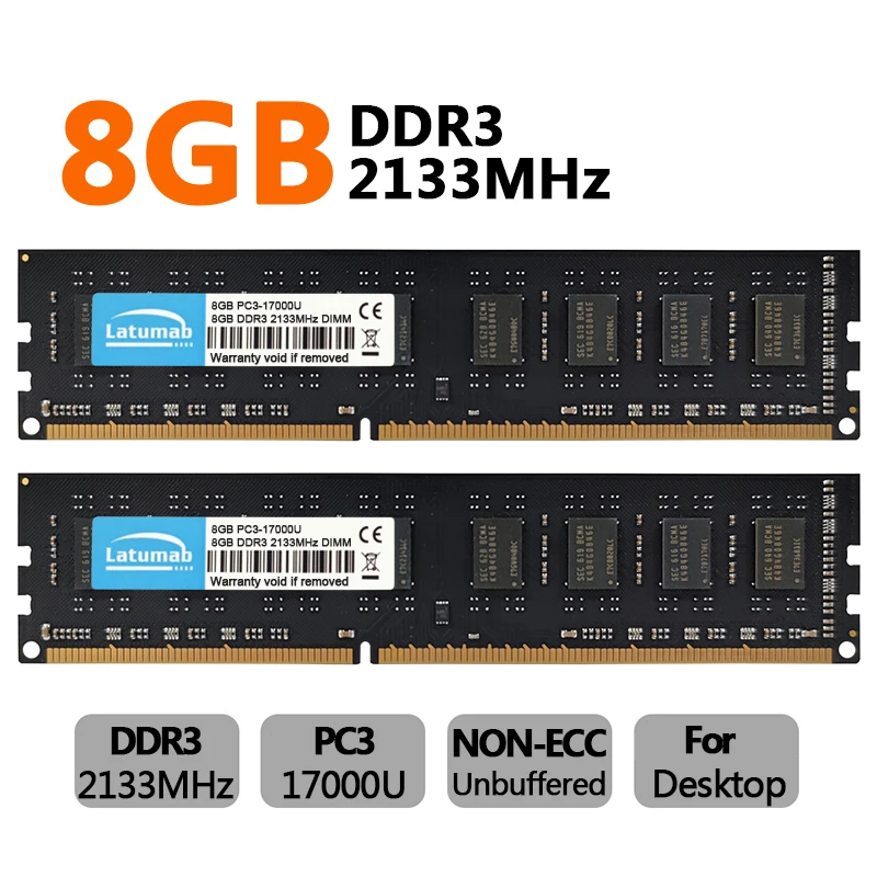 Latumab DDR3 RAM 16GB(2X8GB) 8GB 4GB 1333 1600 1866 2133 2400MHz Memoria de escritorio PC3-14900 240 pines DIMM 1,5 V RAM DDR3 Memoria - imagen 3
