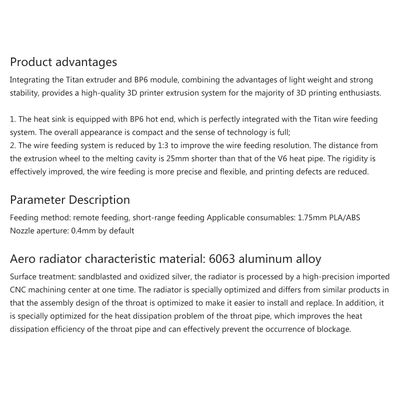 Pieza de disipador térmico de actualización de impresora 3D, filamento Hotend V6 de 1,75mm para Titan Aero Titan-aero con pieza de impresora de bloques 3D - imagen 5