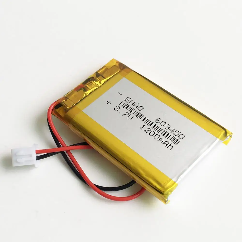 EHAO 603450 3,7 V 1200mAh batería recargable LiPo de polímero de litio + conector JST XH de 2,54mm de 2 pines para GPS DVD grabadora de libros electrónicos - imagen 4