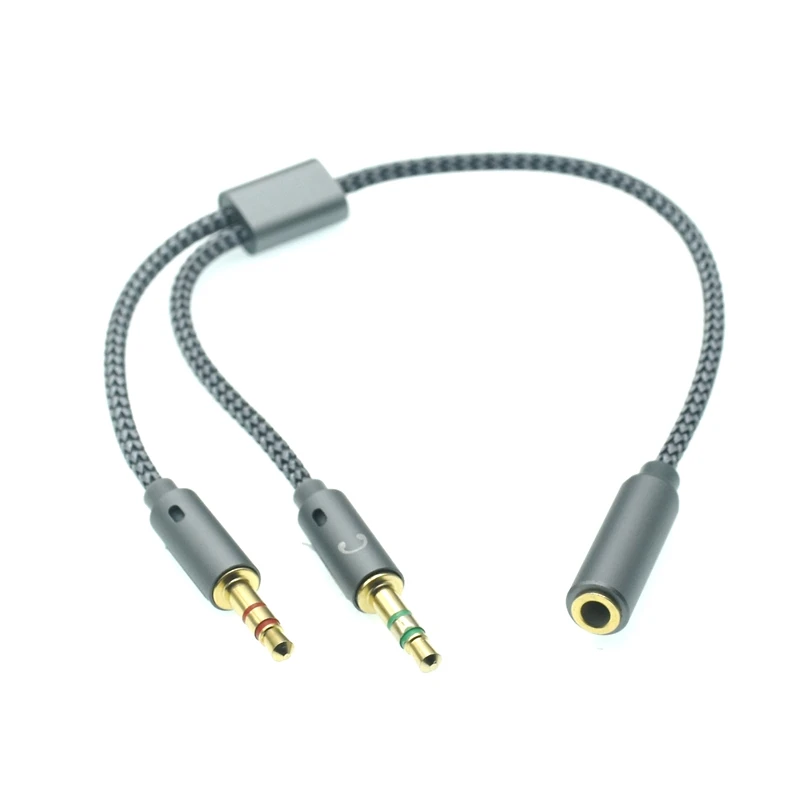 Auriculares para ordenador portátil 3,5 mm 2 a 1 cable de conversión teléfono móvil micrófono audio 3,5 mm 1 a 2 adaptador de extensión cable convertidor de PC 25 cm - imagen 3